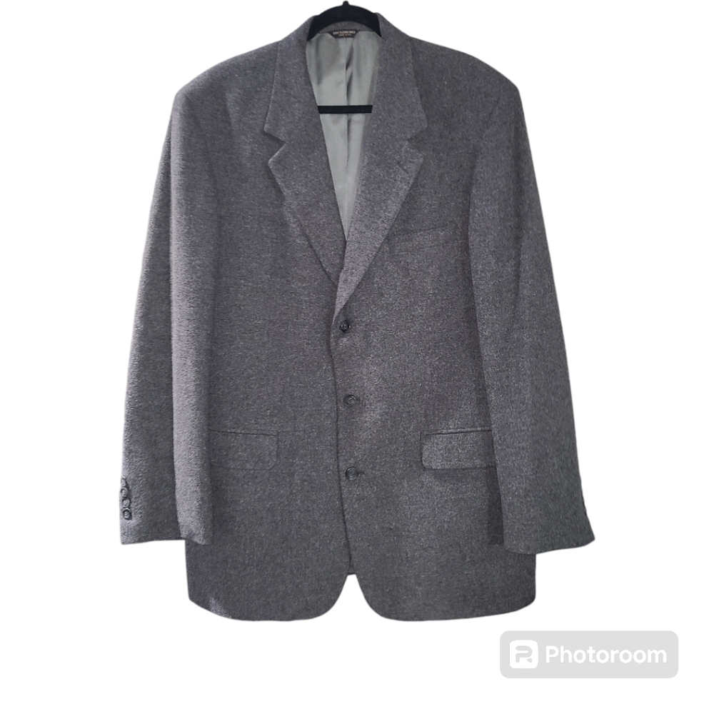 BILL BLASS SPORTS COAT Jacket 100% Camel Hair GRAY EUC